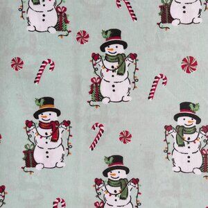 6-pc Lenox Snowman Christmas Lights KING Size Sheet Set (Peppermint Candy Cane)
